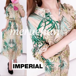 IMPERIAL 半袖シャツワンピース リゾートワンピース ロング