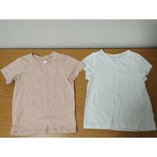 H&M - 98cm H&M半袖無地Tシャツ2枚 白、ピンク桃色
