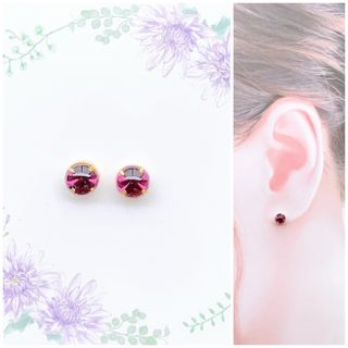 ダークパープル5mmビジューピアス/イヤリング(ピアス)