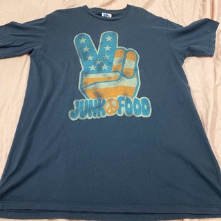 ジャンクフード(JUNK FOOD)のジャンクフード ピース Tシャツ Lサイズ アメリカ国旗ハーレーネイビー米国製(Tシャツ/カットソー(半袖/袖なし))