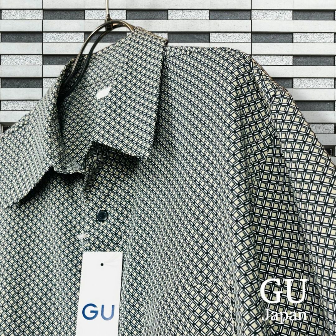 GU - 【ジーユー】GU 長袖シャツ 幾何学模様 ブラック 美品 GU - 【ジーユー】GU 長袖シャツ 幾何学模様 ブラック 美品