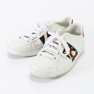 グッチ(Gucci)のグッチ シェリー ライン エンブロイダリー ローカット スニーカー 靴 履物 438218 34 21cm 相当 レディース EEM H14-4(スニーカー)