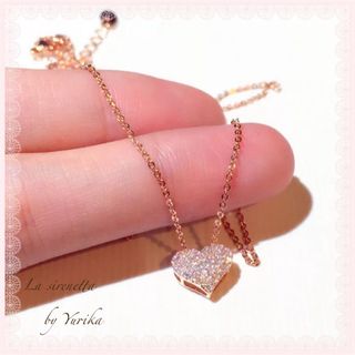 heart pave necklace*14kgf