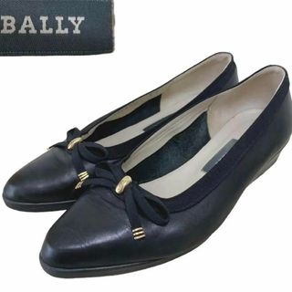 バリー(Bally)のBALLY レザー パンプス ヒール リボン ゴールド金具 ゴールドモチーフ(ハイヒール/パンプス)