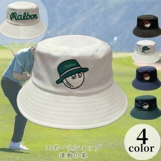 ゴルフ バケットハット Malbon マルボン ゴルフ帽子 ユニセックス 白色(ウエア)