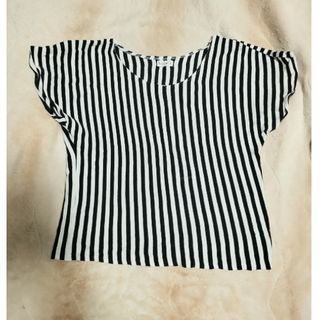 シマムラ(しまむら)のレディース　カットソー　トップス　春夏　ストライプ　モノトーン　クロップド丈(Tシャツ(半袖/袖なし))