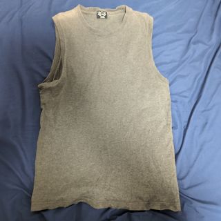 ユーエスネーバル(U.S NAVAL)のメンズ　グレー黒系　ノースリーブ　スリーブレス(Tシャツ/カットソー(半袖/袖なし))