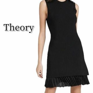 セオリー(theory)のTheory リブニット シフォンノースリーブワンピース プリーツ 大人綺麗め(ロングワンピース/マキシワンピース)