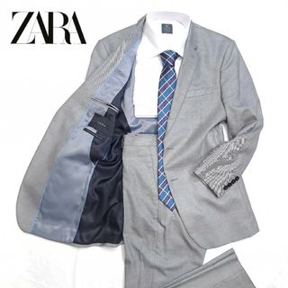 【美品】ZARA/ザラ スーツ セットアップ 2ボタン ライトグレー LL