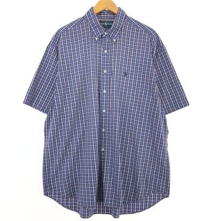 ラルフローレン(Ralph Lauren)の古着 ラルフローレン Ralph Lauren BLAKE シアサッカー 半袖 ボタンダウン チェックシャツ メンズXL /eaa452519(シャツ)