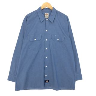 ディッキーズ(Dickies)の古着 ディッキーズ Dickies 長袖 ワークシャツ メンズXL /eaa450799(シャツ)