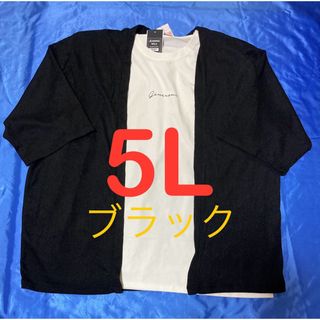 ヨクリュウカーディガン(黒)＋半袖Tシャツ セット メンズ大きいサイズ 5L(カーディガン)