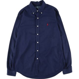 ラルフローレン(Ralph Lauren)の古着 ラルフローレン Ralph Lauren POLO by Ralph Lauren CUSTOM FIT 長袖 シルク×コットン ボタンダウンシャツ メンズL /eaa450486(シャツ)