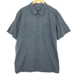 パタゴニア(patagonia)の古着 パタゴニア Patagonia 53139 チェック柄 半袖 ヘンプ×コットンシャツ メンズXL /eaa452402(シャツ)