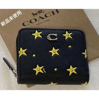 新品　COACH コーチ　二つ折り財布　ブラック　星　スター　ビルフォールド