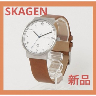 スカーゲン(SKAGEN)のスカーゲン　腕時計　メンズ　ブランド　革ベルト　20㎜　アナログ　ブラウンレザー(腕時計(アナログ))