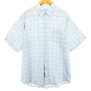 ブルックスブラザース(Brooks Brothers)の古着 ブルックスブラザーズ Brooks Brothers 1818 チェック柄 ボタンダウン 半袖 リネンシャツ メンズXL /eaa452413(シャツ)