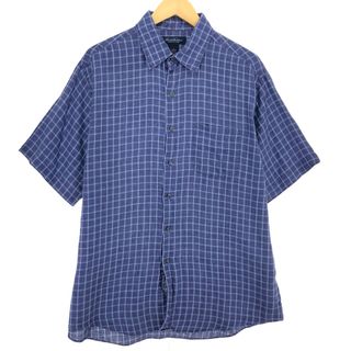 ブルックスブラザース(Brooks Brothers)の古着 ブルックスブラザーズ Brooks Brothers チェック柄 半袖 リネンシャツ メンズL /eaa452414(シャツ)