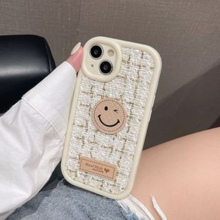 【数量限定】iPhone15Pro　スマホ　ニコちゃん　ケース　チェック　白色(iPhoneケース)