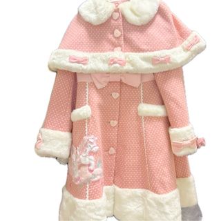 アンジェリックプリティー(Angelic Pretty)の新品　アンジェリックプリティ　エンジェルポニーコート　ラック1　水玉　ピンク(毛皮/ファーコート)