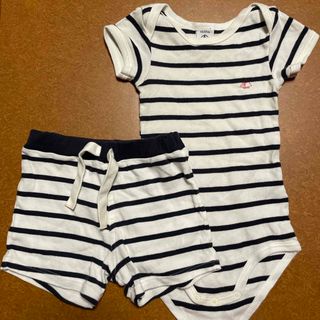 プチバトー(PETIT BATEAU)のプチバトー　ロンパースとショートパンツのセット(ロンパース)