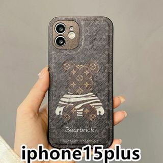 iphone15plusケース熊 韓国 ホワイト31(iPhoneケース)