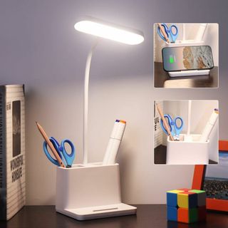 多機能LEDデスクランプペン＆スマホスタンド調光・調色機能(フロアスタンド)