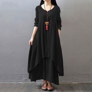 大きめワンピース サイズ4XL  ブラック(ロングワンピース/マキシワンピース)