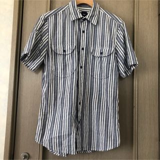 ギャップ(GAP)の【Gap】美品 メンズ 半袖シャツ ストライプ シャツ ネイビー 半袖 トップス(シャツ)