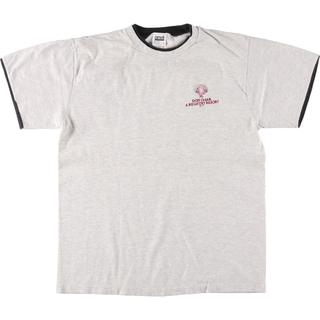 アンビル(Anvil)の古着 90年代 アンビル Anvil レイヤードネック 刺繍Tシャツ USA製 メンズL ヴィンテージ /eaa432814(Tシャツ/カットソー(半袖/袖なし))