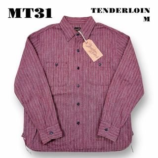 人気品！ TENDERLOIN 長袖 シャツ シャンブレー レッド 赤 紫 M