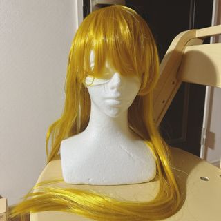 コスプレ　ウィッグ　ロング　黄色　イエロー　ゴールド　金髪　ブロンド(ロングストレート)