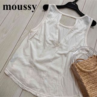 マウジー(moussy)のmoussy 美品　背中開き　Aライン　タンクトップ　ノースリーブ　ホワイト(タンクトップ)