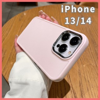 【再入荷】iPhoneケース　ソフト　13/14　ピンク　シンプル　耐衝撃　(iPhoneケース)