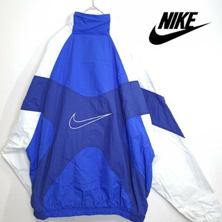 NIKE - 【人気カラー/希少】NIKE ナイロンジャケット 古着 刺繍ロゴ 青×白 M