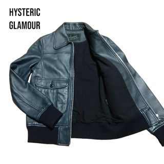 ヒステリックグラマー(HYSTERIC GLAMOUR)の【希少色】ヒステリックグラマー レザージャケット シングル 羊革 ネイビー M(ライダースジャケット)