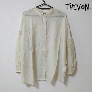 セヴォン(Thevon)のThevon.　ゼヴォン　スタンドカラー　シアーシャツ　ボリューム袖　後ろリボン(シャツ/ブラウス(長袖/七分))