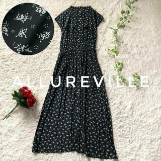 allureville - 洗える！allureville　ロングシャツワンピース　小花柄　フレンチスリーブ