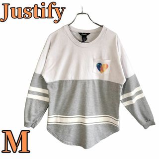 JustiFy　バックロゴ　USA古着　メンズ　長袖　ニット　Mサイズ(Tシャツ/カットソー(七分/長袖))