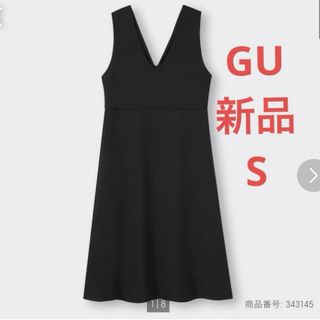 GU - 【新品】GU Vネックジャンパードレス ブラック S