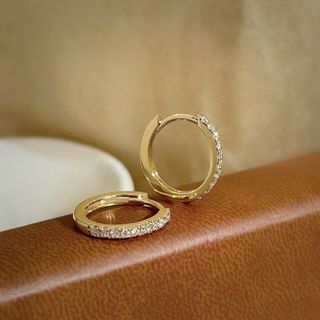 大人気♡　ユニセックス　ピアス　ゴールド　リング　フープ　ストーン　上品(ピアス)