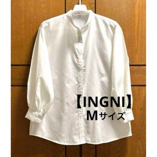 イング(INGNI)の【INGNI】 イング バンドカラー シャツ チュニック ホワイト 長袖(シャツ/ブラウス(長袖/七分))