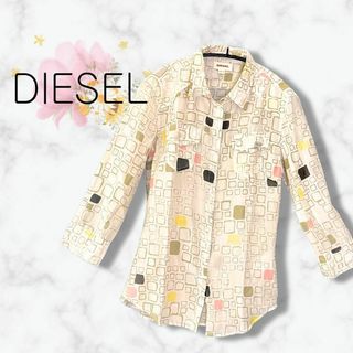 ディーゼル(DIESEL)の美品＊diesel ディーゼル 7分丈 透け感 ブラウス　ホワイト 春 M(シャツ/ブラウス(長袖/七分))