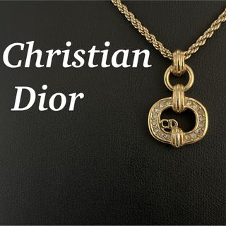 クリスチャンディオール(Christian Dior)のクリスチャンディオール　ネックレス　ラインストーン　CDロゴ　男女兼用　ゴールド(ネックレス)