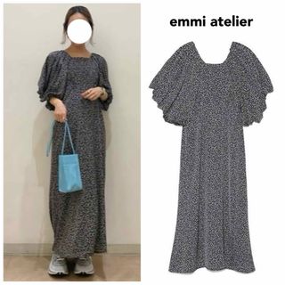 emmi atelier - emmi atelier アニマルドット ワンピース ボリューム袖 ロング