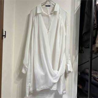 アーバンリサーチロッソ　ロングシャツ　3way 白　カシュクール　透け感