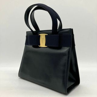 サルヴァトーレフェラガモ(Salvatore Ferragamo)の【Salvatore Ferragamo】ハンドバッグ　ヴァラリボン　濃紺色(ハンドバッグ)