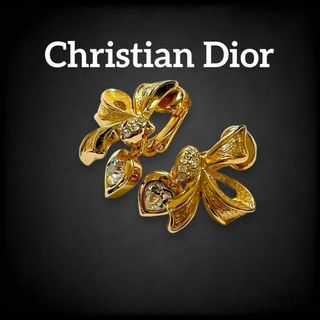 クリスチャンディオール(Christian Dior)の✨美品✨ クリスチャンディオール イヤリング リボン ハート ゴールド 903(イヤリング)