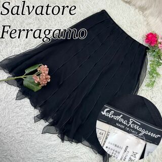 サルヴァトーレフェラガモ(Salvatore Ferragamo)のA653 サルヴァトーレフェラガモ 膝丈スカート シルク100% Lサイズ 44(ひざ丈スカート)