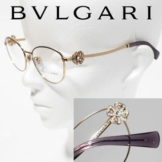 ブルガリ(BVLGARI)の新品 ブルガリ イタリア製 装飾花飾 フルリム 52□17-140 眼鏡フレーム(サングラス/メガネ)